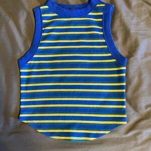 Striped Blue and Yellow Kids Tank Top